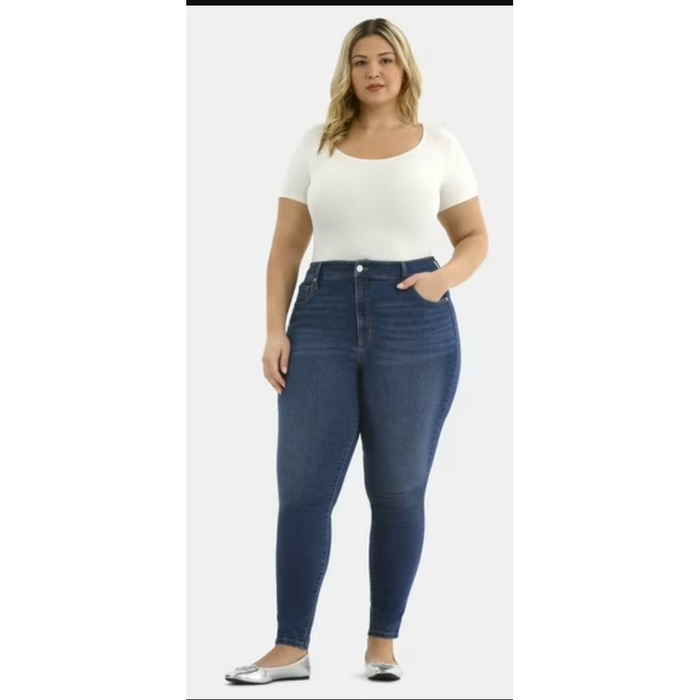 Terra & Sky Skinny Jeans Womens 18W Petite Blue High Rise Stretch Denim New